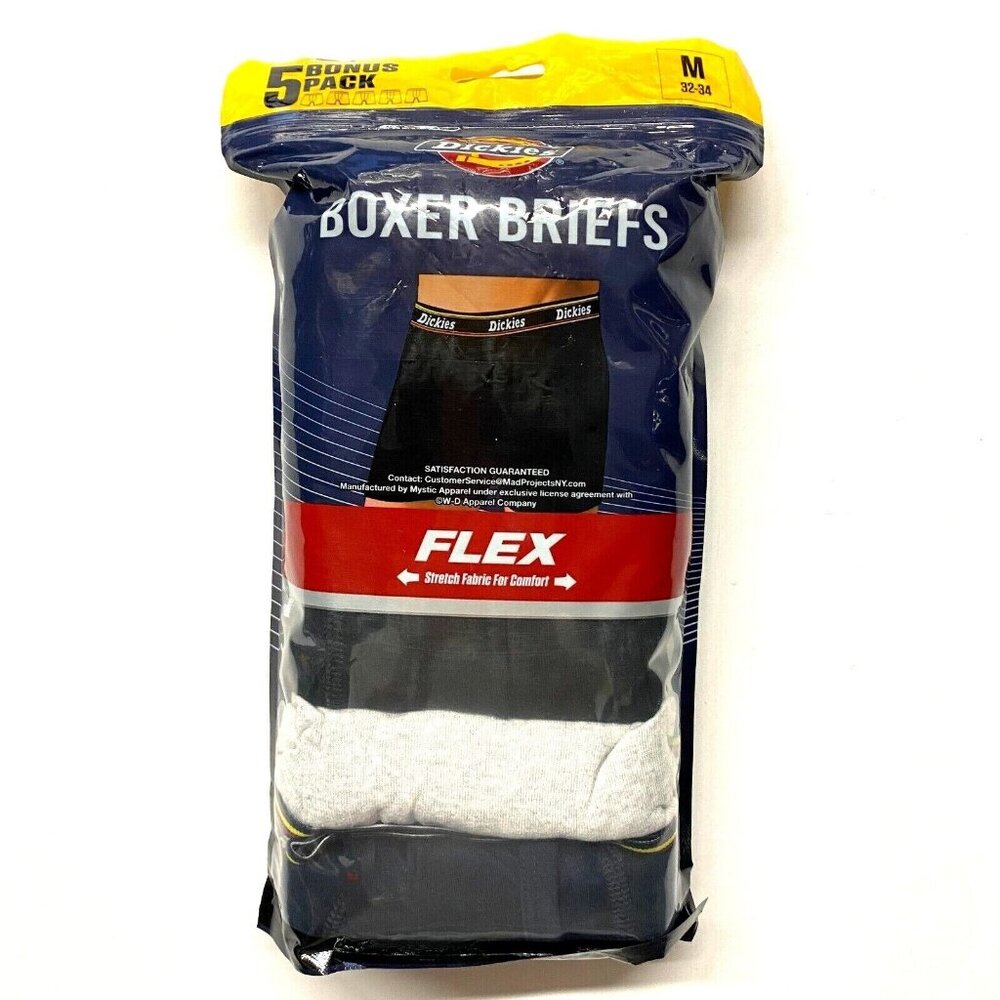 Men's Dickies 5-Pack Cotton Contour Pouch Boxer Briefs Blue Assorted - M (32-34)